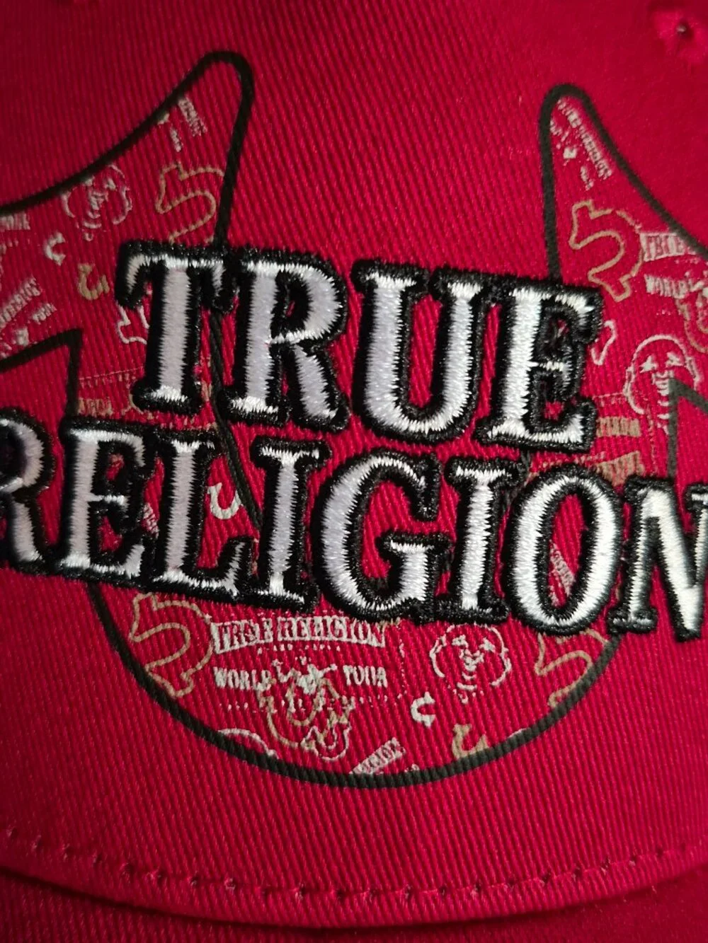 True Religion Hat Red Contrast Stitch Snapback
